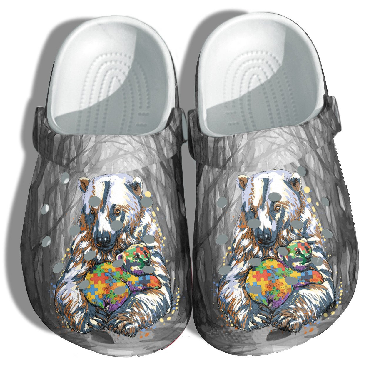 Bear And Baby Autism Awareness clogs Crocs Shoes Gifts For Birthday Christmas