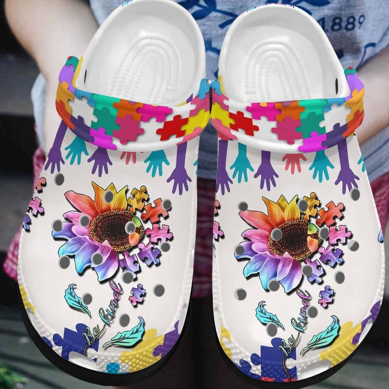 Autism Awareness Sunflower Be Kind Crocband Clog Crocs Shoes For Men Women