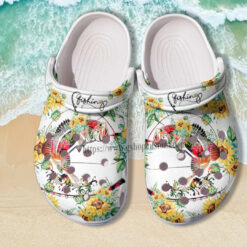 Mother Day Crocs Shoes Fishing Flower Croc Crocs Shoes Gift Women- Fishing Lover Crocs Shoes Croc Clogs For Grandma Aunt