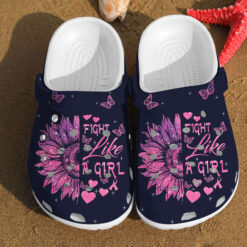 Breast Cancer Awareness Fight Like A Girl Sunflower Crocband Clog Crocs Shoes