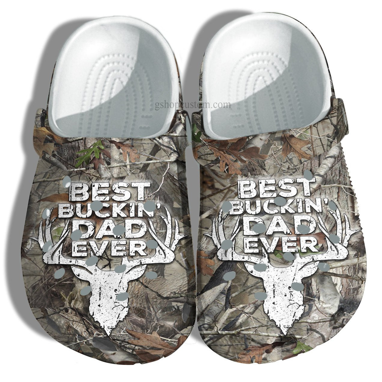 Best Buckin Dad Ever Deer Hunter Croc Crocs Clog Shoes Gift Grandpa Father Day- Deer Hunting Camouflage Army Crocs Clog Shoes
