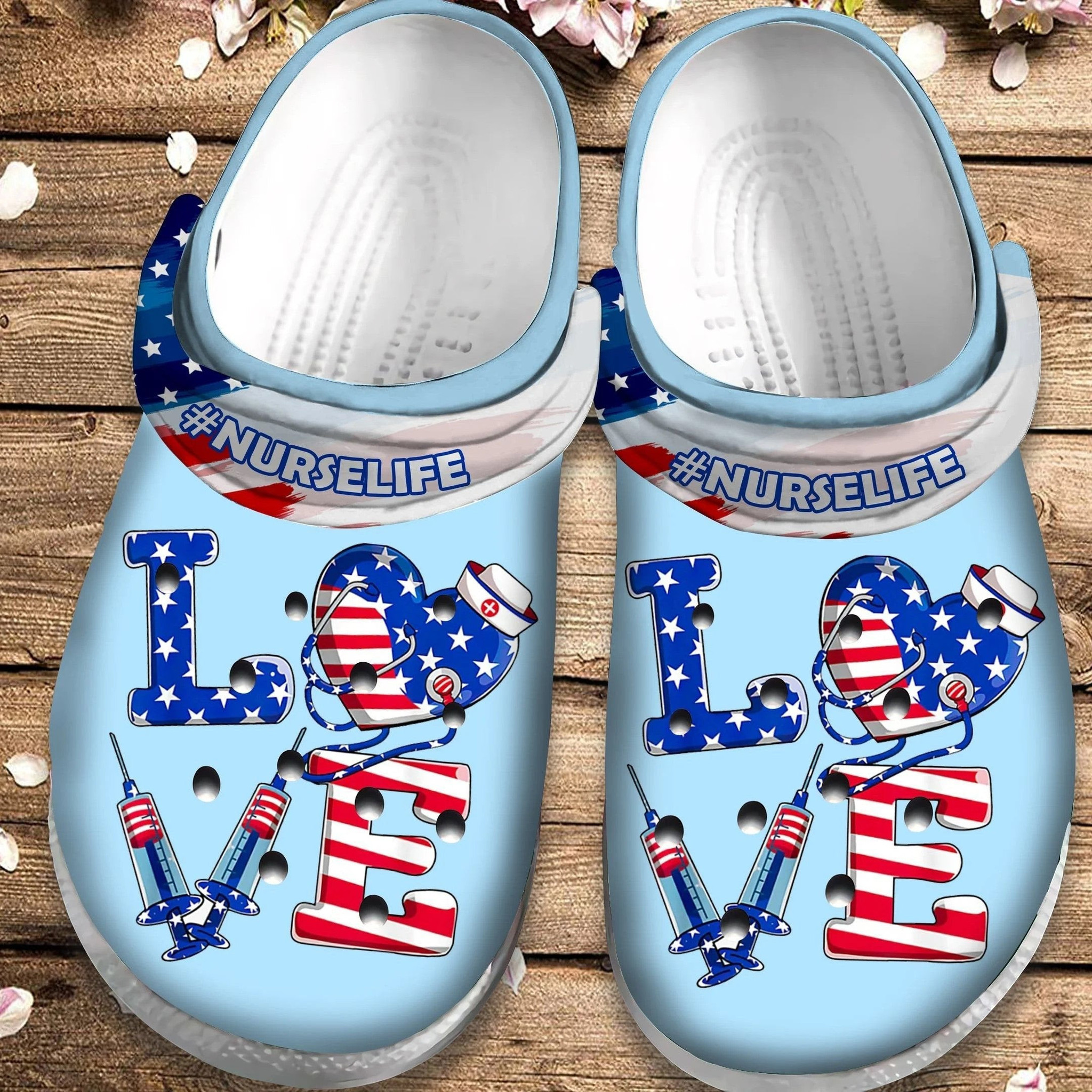 American Love Nurse Crocs Shoes clog 4Th Of July Gift For Men Women Nurse