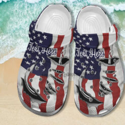 Hook Fishing America Flag Croc Crocs Shoes Men Women- Hook Fish 4Th Of July Usa Flag Crocs Shoes Croc Clogs Customize Name