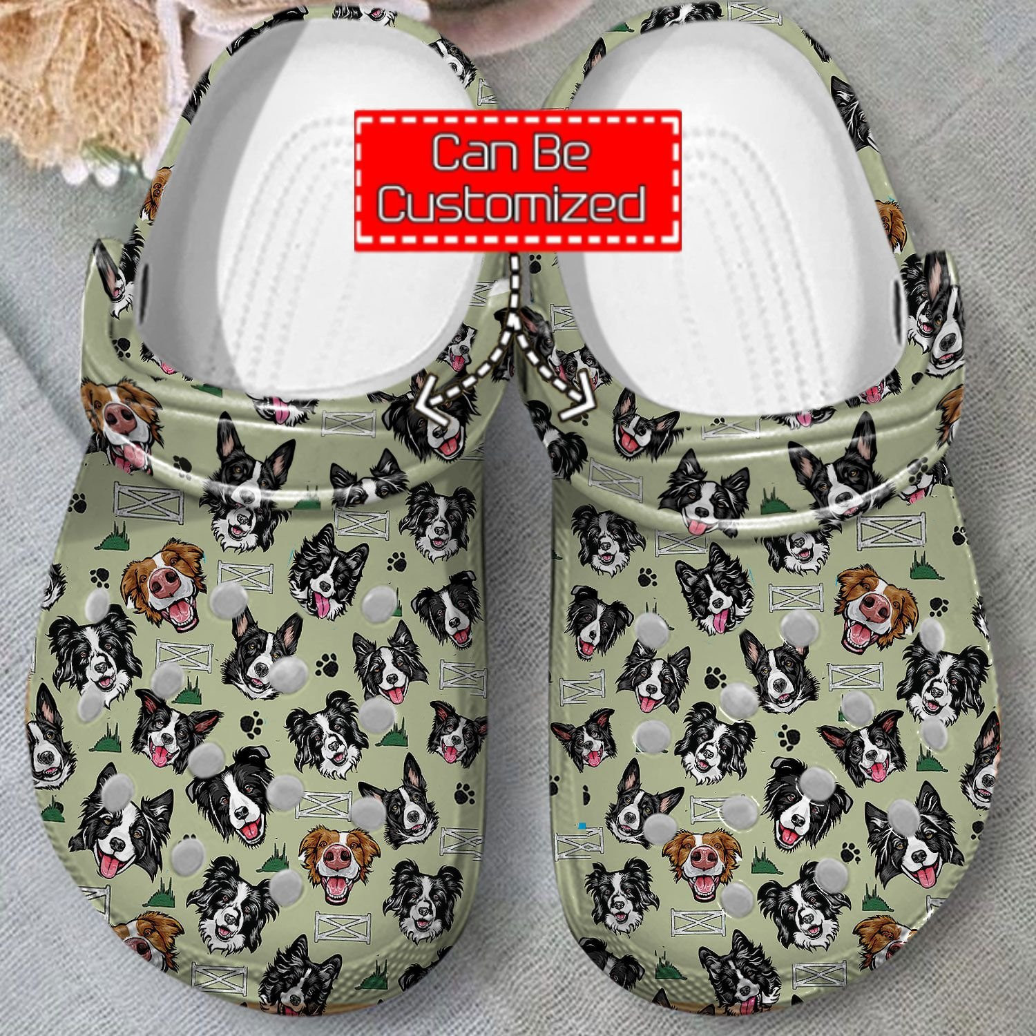 Border Collie Pattern clog Crocs Shoes Animal Print