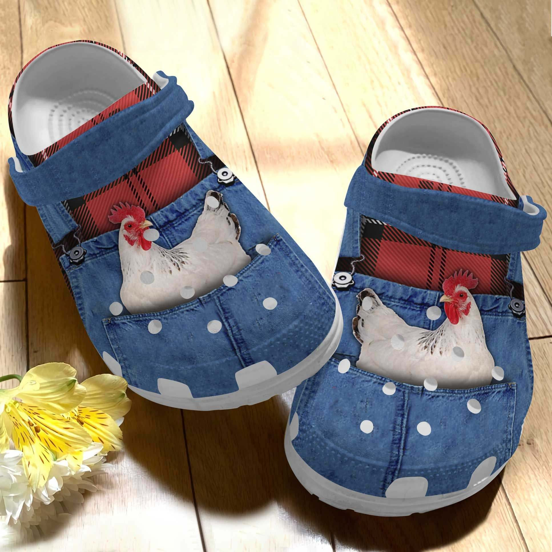 Chicken In Jean Croc Crocs Shoes For Girl Birthday - White Chicken Crocs Shoes Crocbland Clog Gifts For Mom Daughter Niece