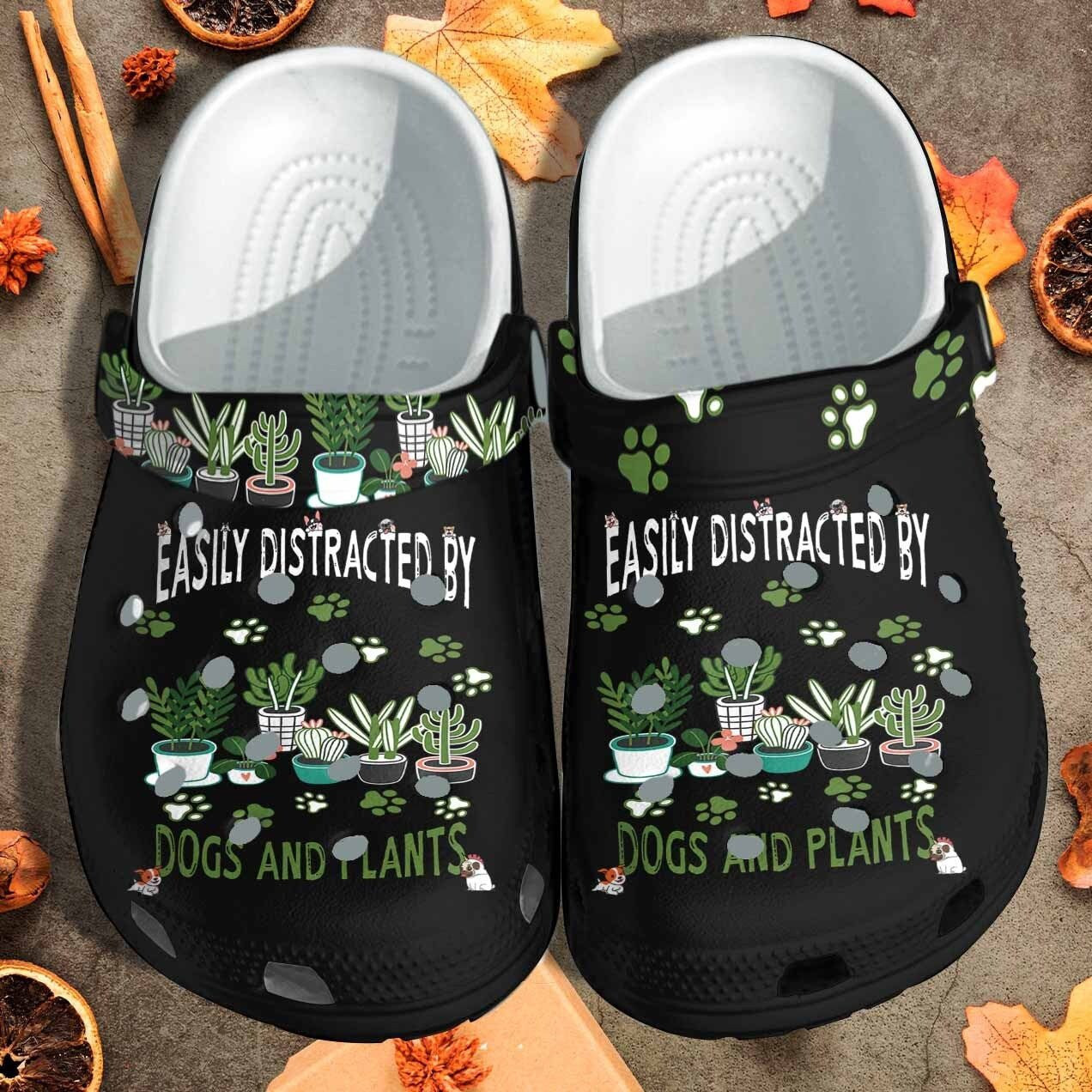 Dogs And Plants Crocs Shoes Clogs Gift For Boy Girl - Easily Distracted By Dog Custom Crocs Shoes Clogs