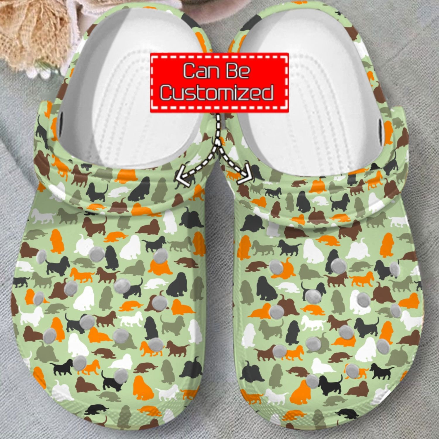 Basset Hound Camo clog Crocs Shoes Animal Print