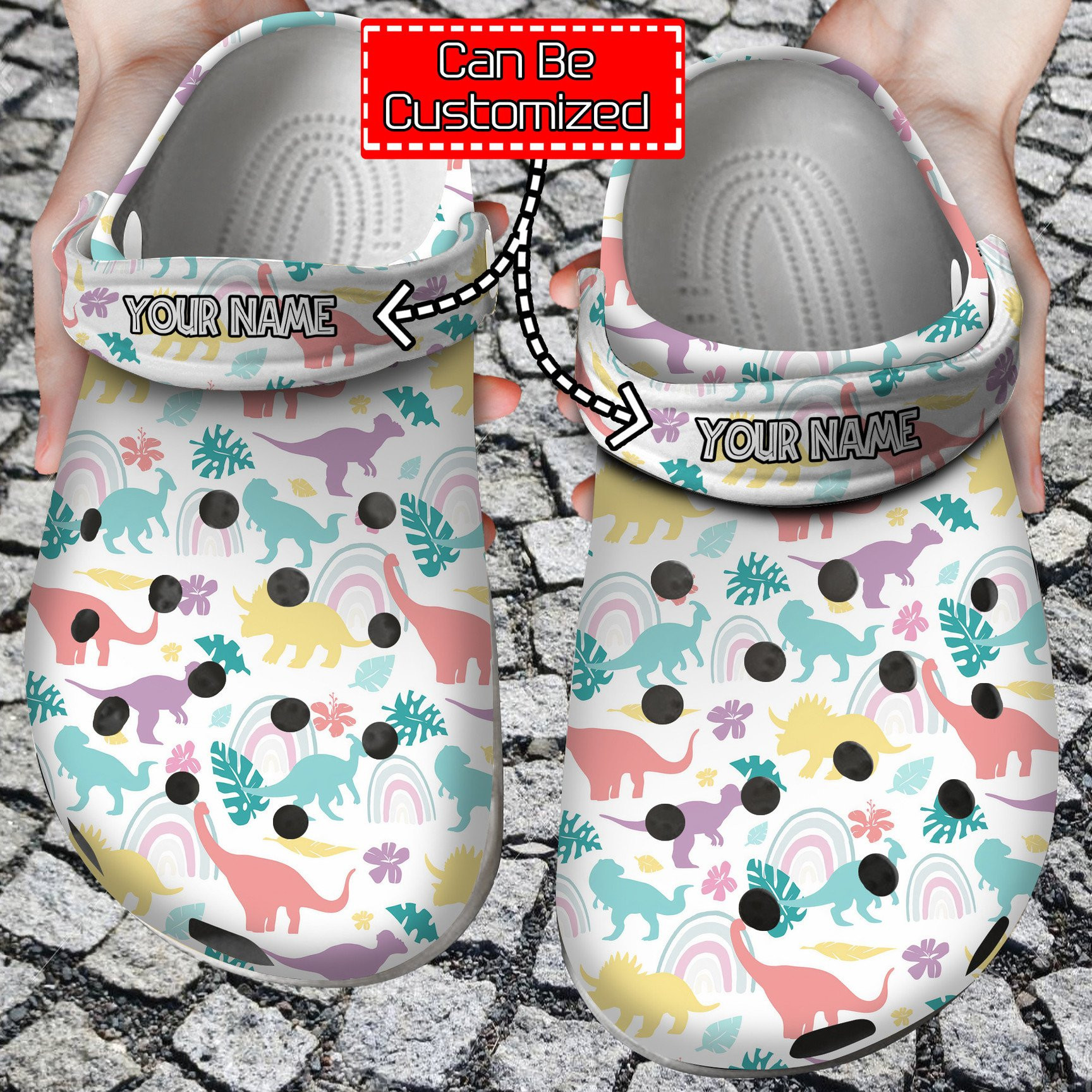 Cute Dinosaur Patterns clog Crocs Shoes Colorful