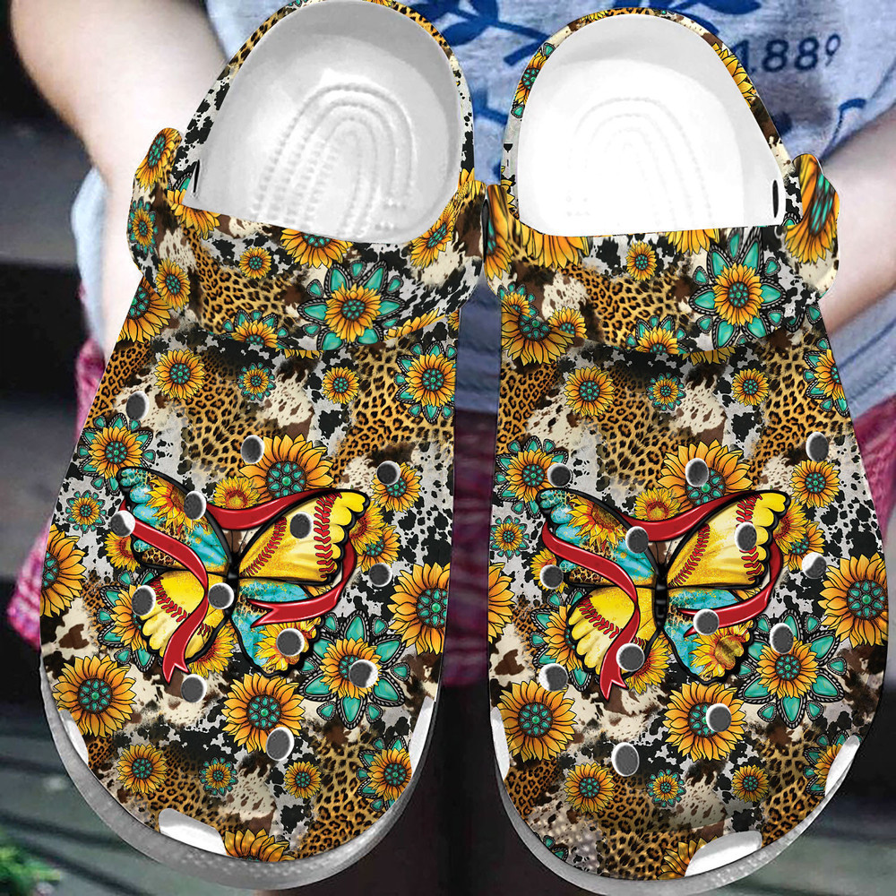 Amazing Butterfly Softball Leopards Art Clog Crocs Shoes