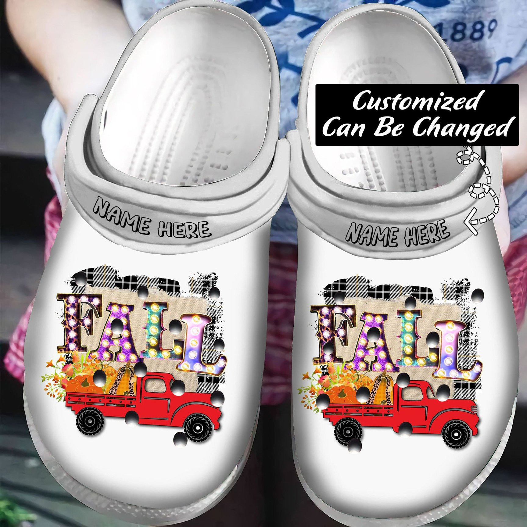 Fall Pumpkin Truck Personalized Fall Crocs Clog Shoes