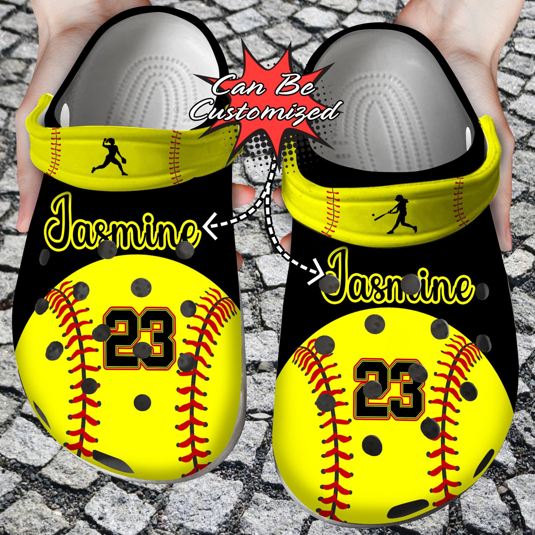 Custom Name Number Softball Clog Crocs Shoes Custom