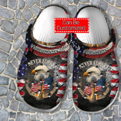 Father Day 2022 Military Eagle Crocs Shoes For Men - Army Veteran Usa Flag Crocs Shoes Croc Clogs Customize 4Th Of July