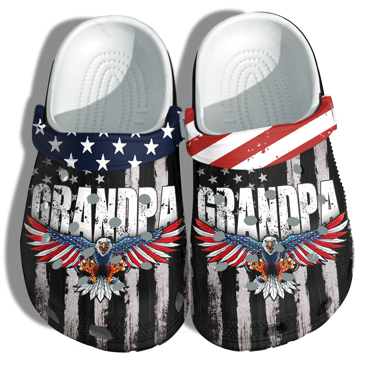 Grandpa Eagle Hawk 4Th Of July Crocs Clog Shoes Military Father Day- Thank You Veteran America Flag Crocs Clog Shoes Birthday Gift