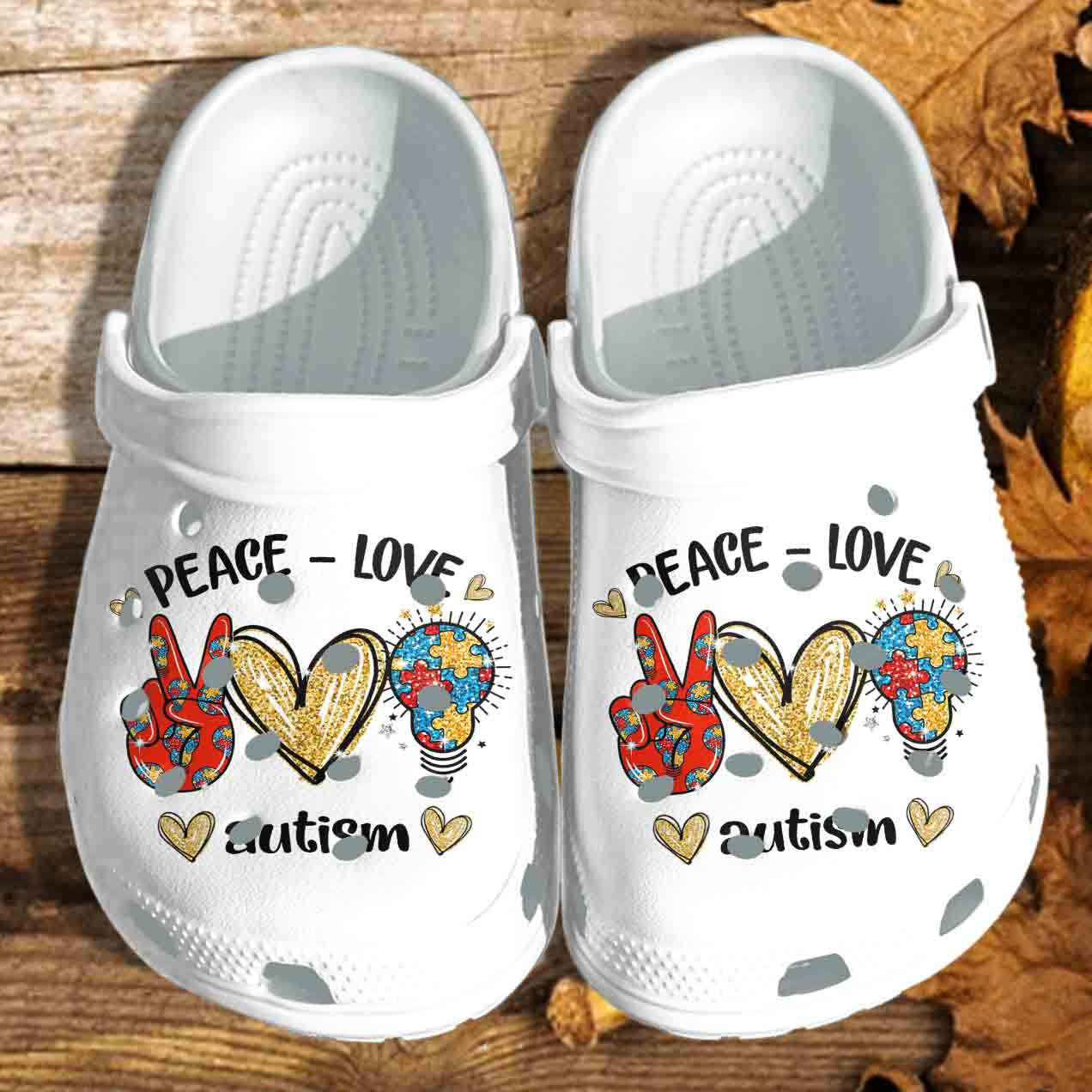 Autism Awareness Peace Love Autism Crocband Clog Crocs Shoes For Men Women