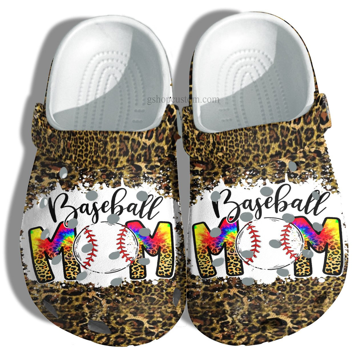 Baseball Mom Hippie Leopard Skin Crocs Shoes For Wife Mom Grandma - Baseball Mom Leopard Crocs Shoes Croc Clogs