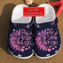 Fight Like A Girl Sunflower Cancer Breast Unisex clog Crocs Shoes Sunflower