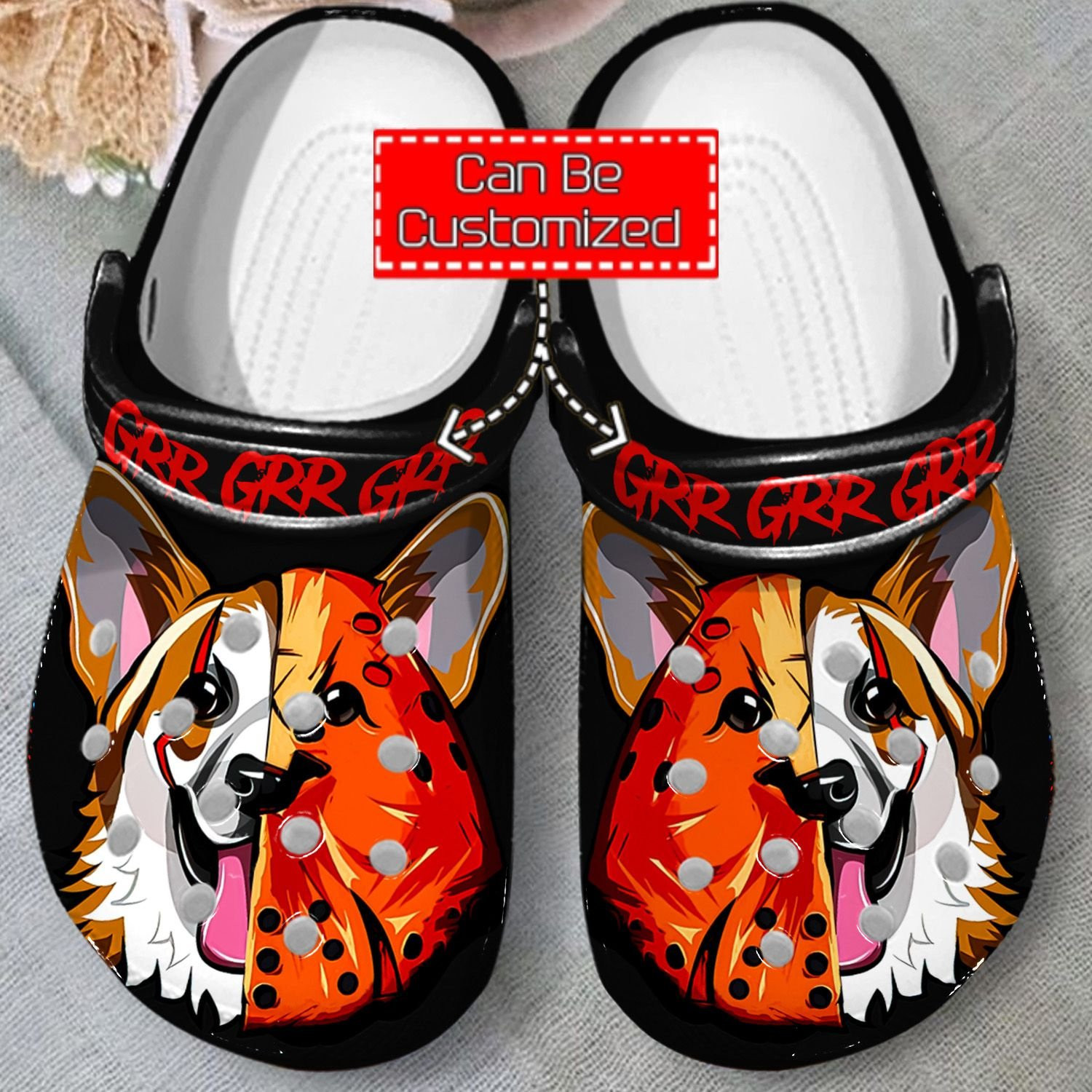 Honor Mask Corgi clog Crocs Shoes Animal Print