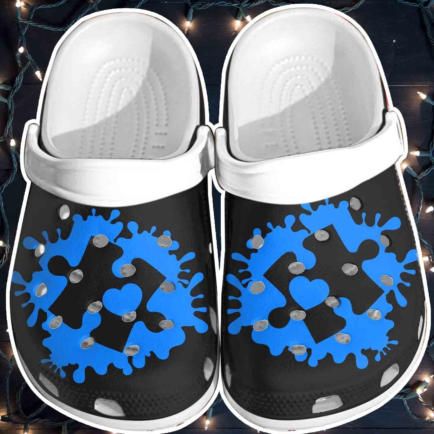 Blue Puzzle Crocs Clog Shoes For Men Women - Autism Custom Crocs Clog Shoes Gifts