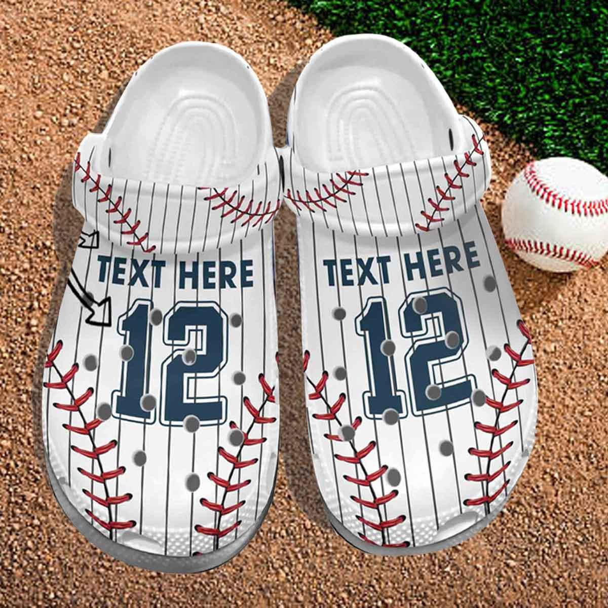 Baseball Uniform Player Crocs Shoes Clogs For Batter - Funny Baseball Personalized Crocs Shoes Birthday Gifts Son Daughter