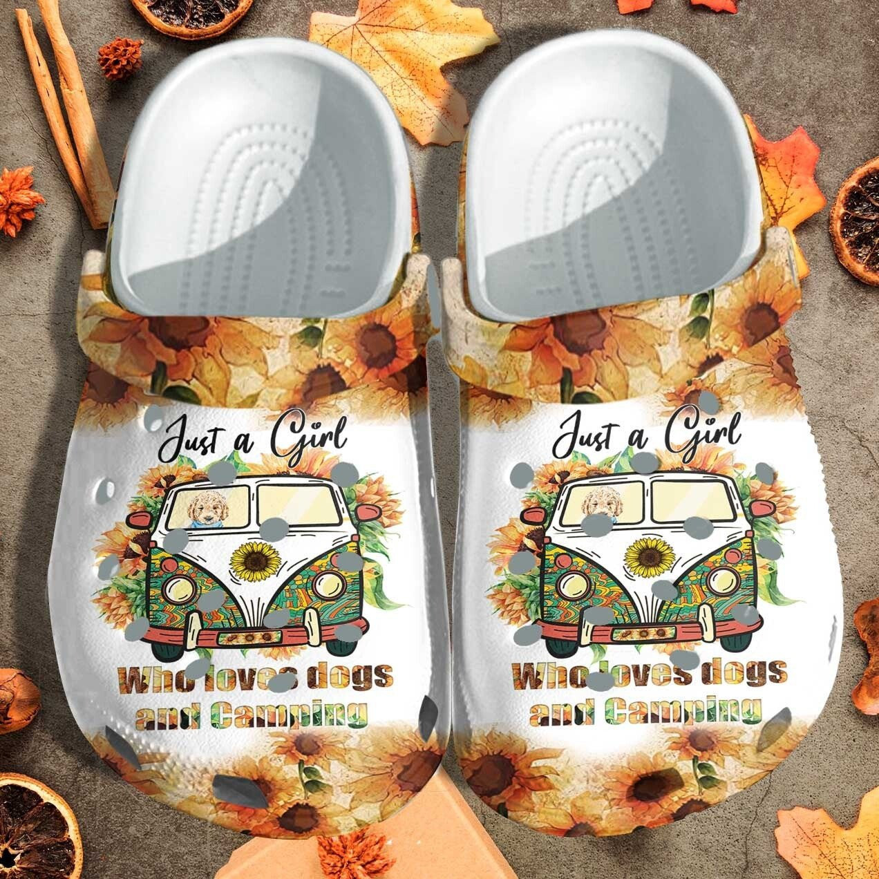 Camping Just A Girl Love Dog Camping Crocs Shoes clog Sunflower Be Kind Gifts For Girl Daughter