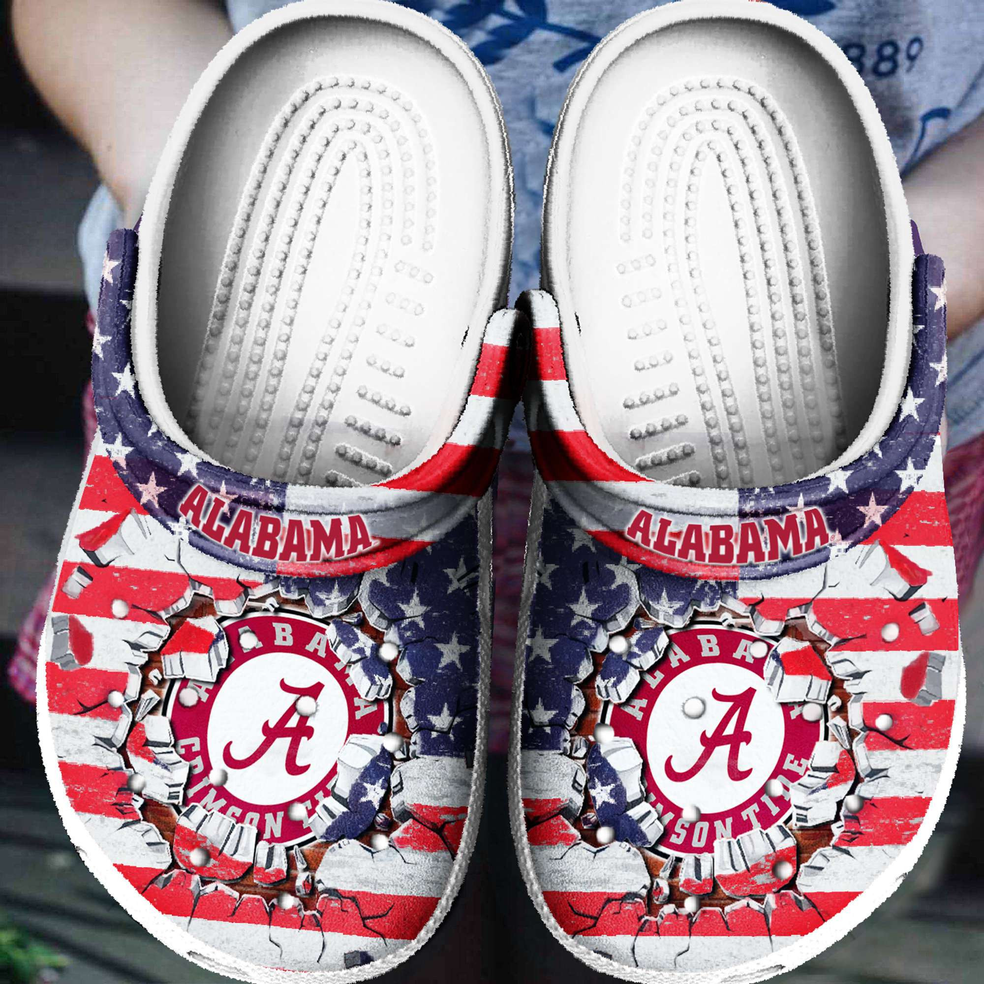 Alabama America Flag 4Th Of July Crocband Clogs