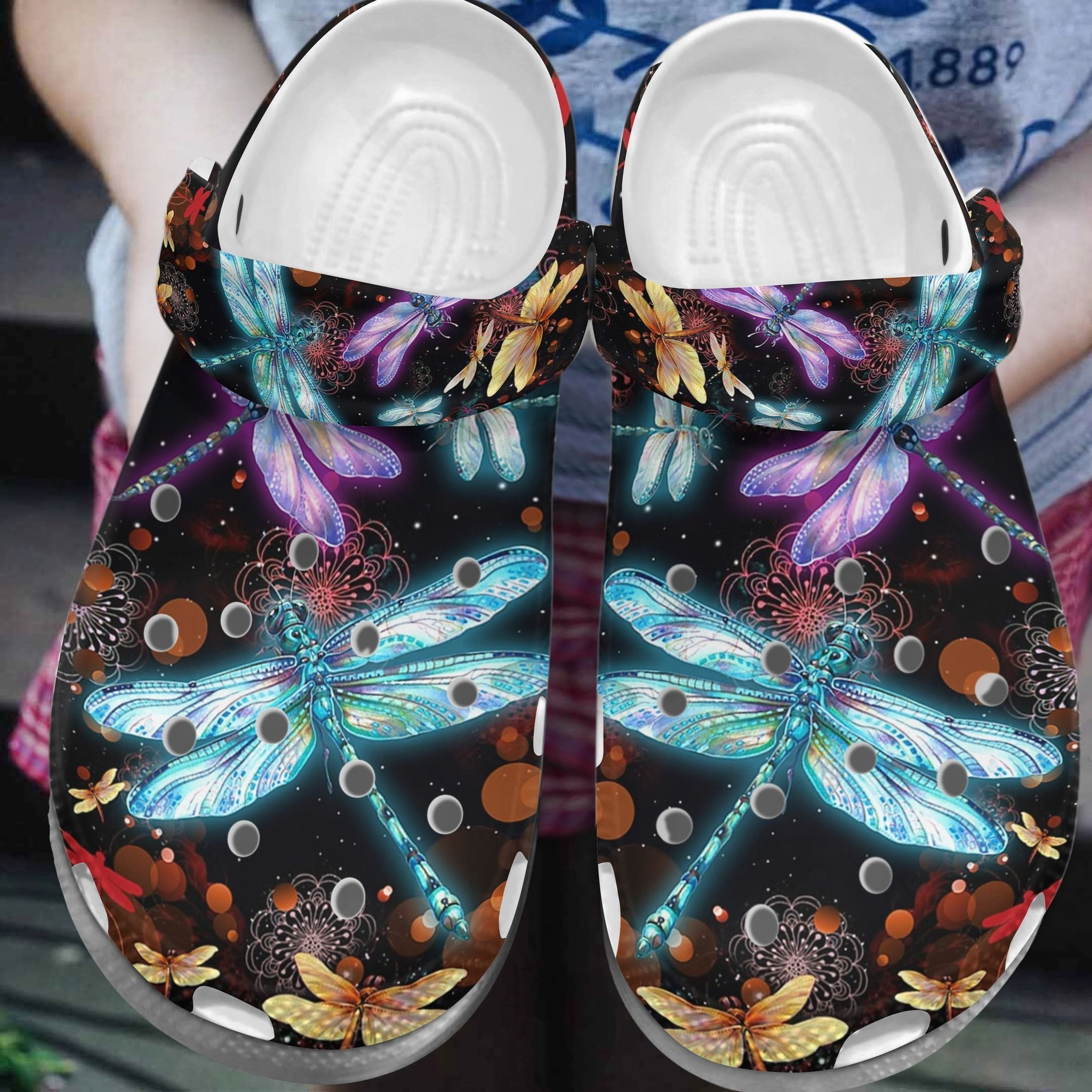 Dragonfly Twinkle Galaxy Crocs Shoes - Dragonfly Boho Croc Clogs Crocs Shoes Gift Women Mother Day