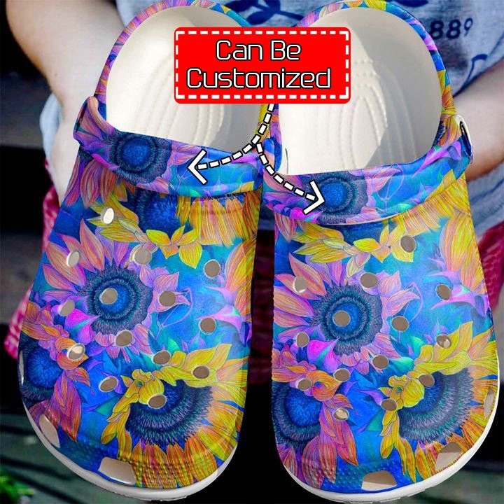 Hippie Sunflower Colorful clog Crocs Shoes Hippie