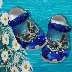 Butterfly Metal Twinkle Blue Flower Croc Crocs Shoes Gift Mother Day- Butterfly Girl Crocs Shoes Croc Clogs Gift Birthday