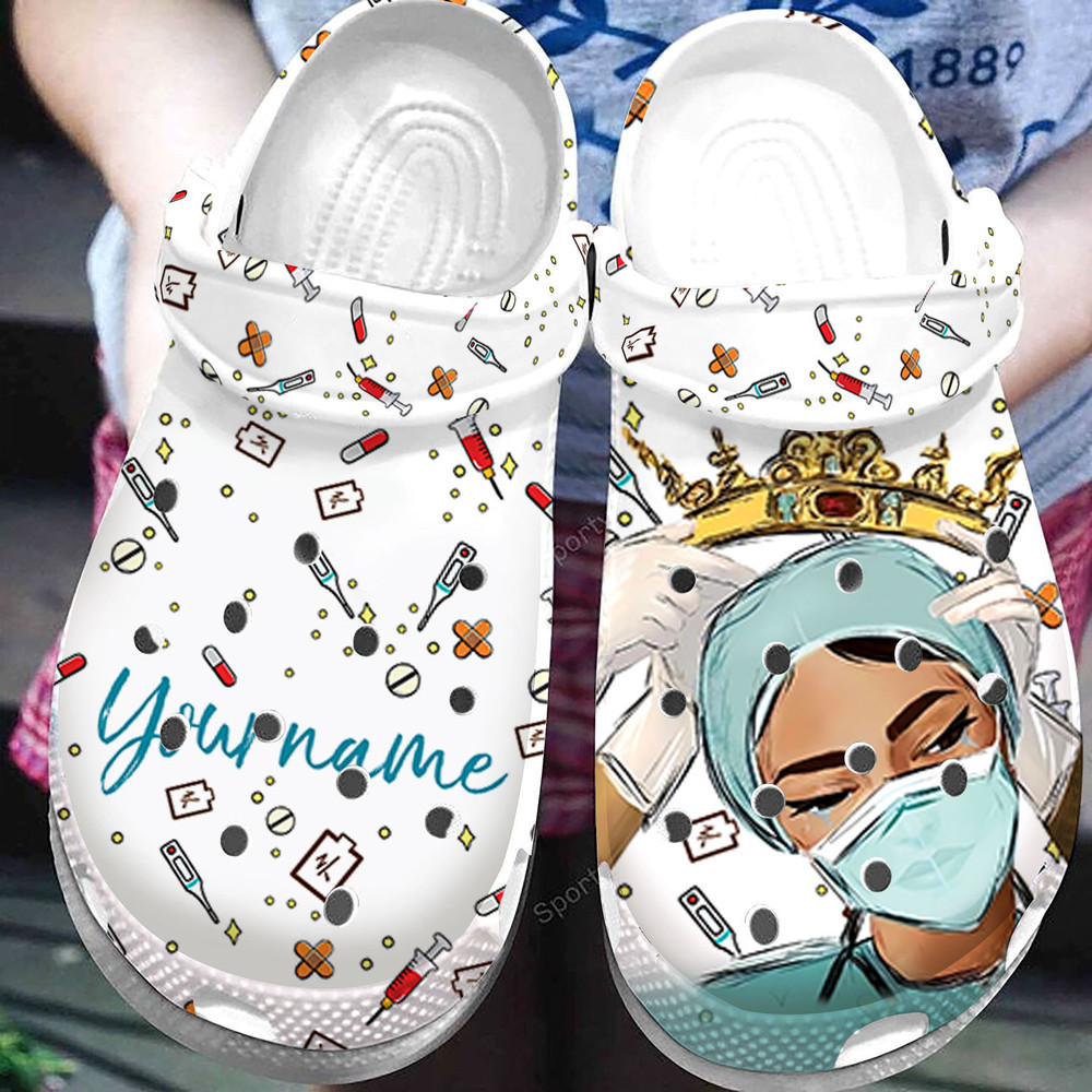 Custom Name Nurse Queen Clogs Crocs Shoes