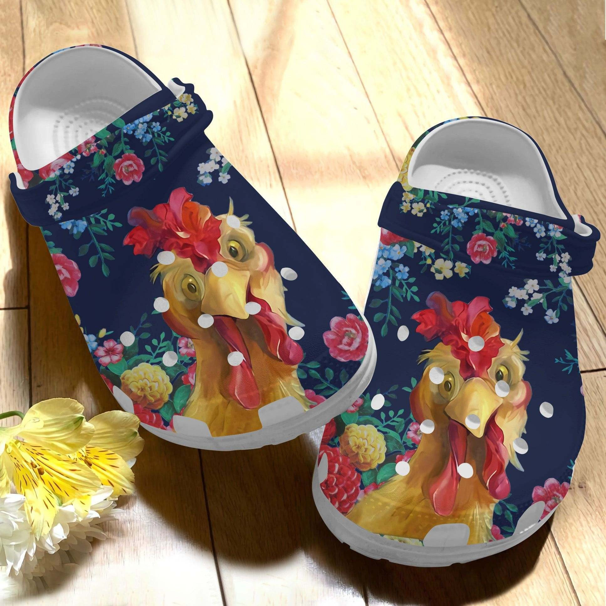 Chicken Clog Floral Vintage - Chicken Collection Crocs Shoes Gift For Mother Day