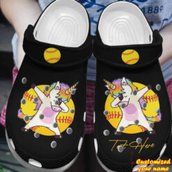 Cute Unicorn Softball clog Crocs Shoes Softball