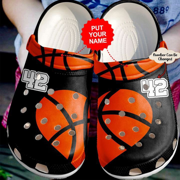 Basketball Personalized Heart clog Crocs Shoes Basketball