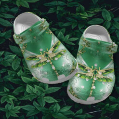 Dragonfly Golden Jade Green Twinkle Croc Crocs Shoes Gift Grandaughter- Dragonfly Crocs Shoes Croc Clogs Gift Mother Day