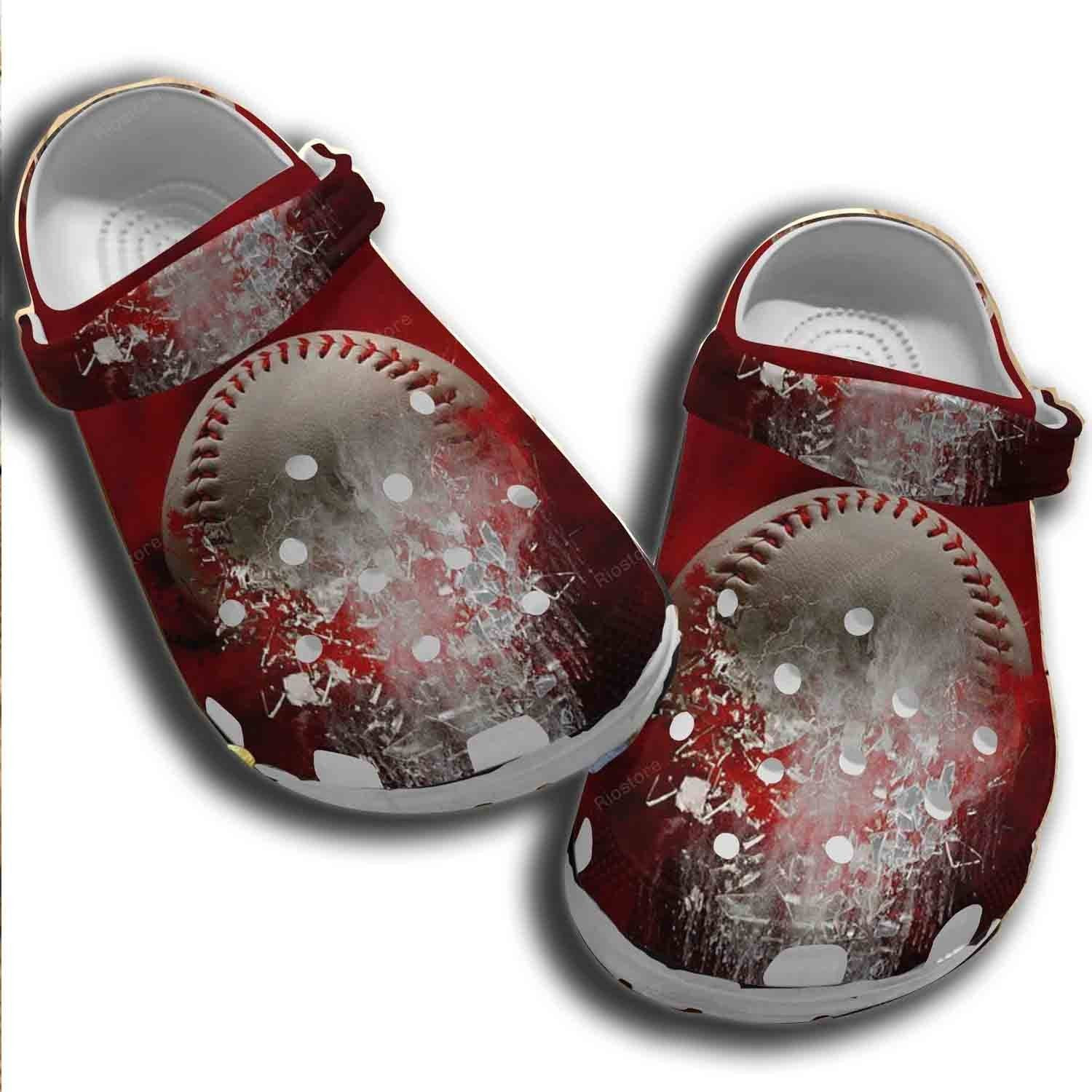 Baseball On Fire Crocs Shoes Clogs For Batter Girl-Cool Baseball Custom Crocs Shoes Clogs