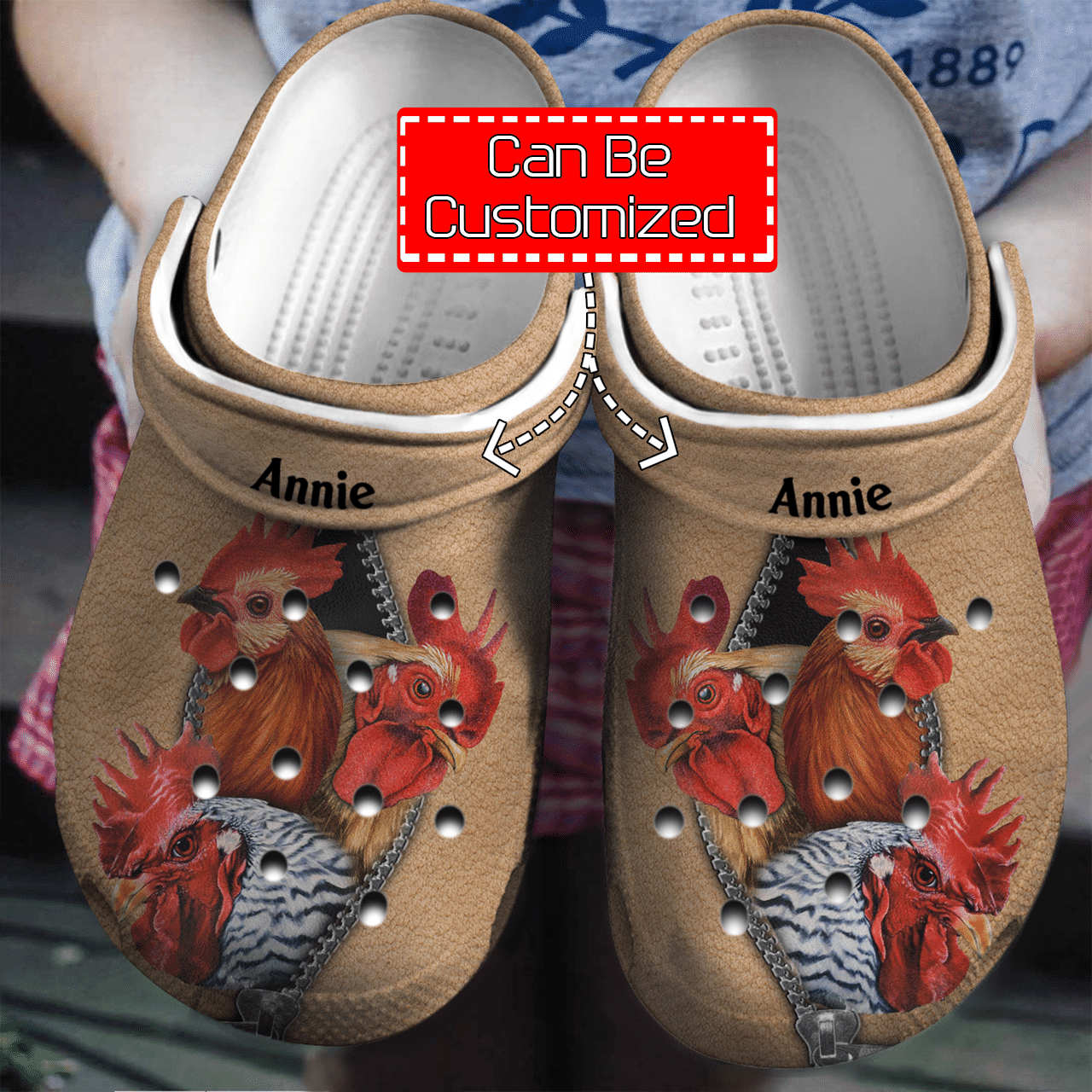 Chicken On Zipper Personalized Clogs Crocs Shoes Animal