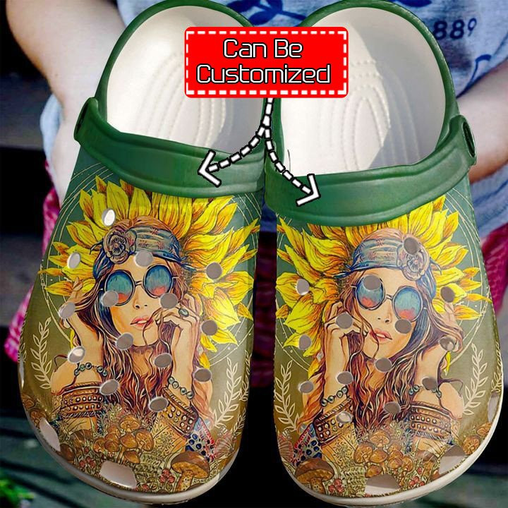 Hippie Sunflower Girl clog Crocs Shoes Hippie