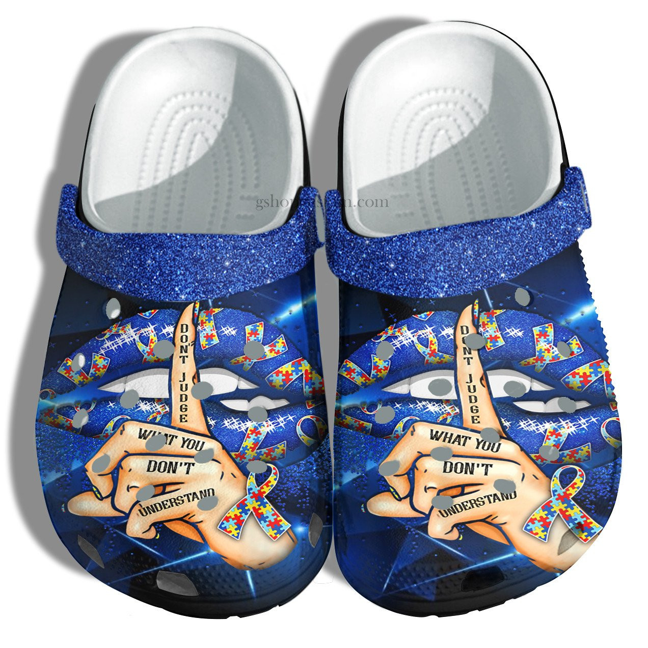 Blue Lip Autism Twinkle Crocs Shoes - Dont Judge What You Dont Understand Crocs Shoes Croc Clogs Gift