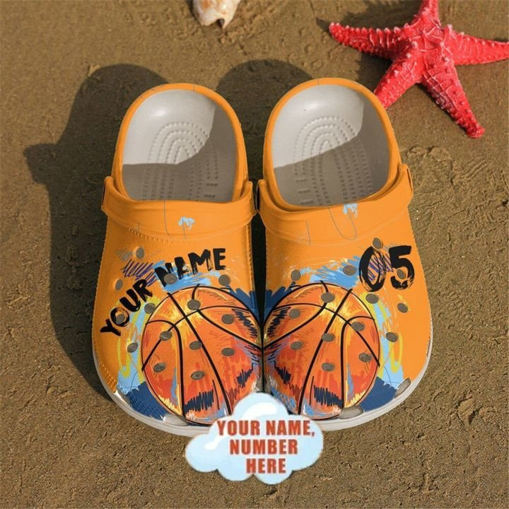 Basketball Custom Name Number Orange clog Crocs Shoes Basketball