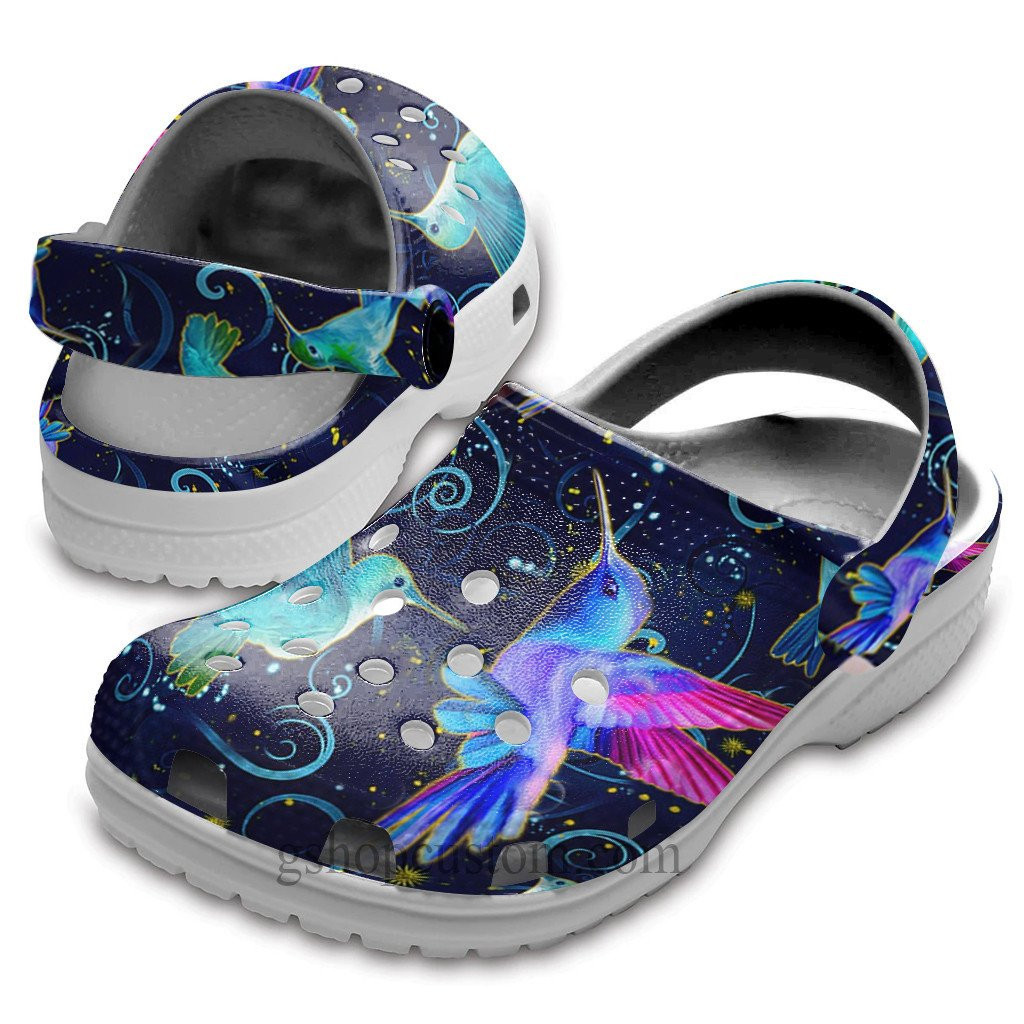 Hummingbirds In The Night Light Crocs Shoes clogs Birthday Gift For Women Men