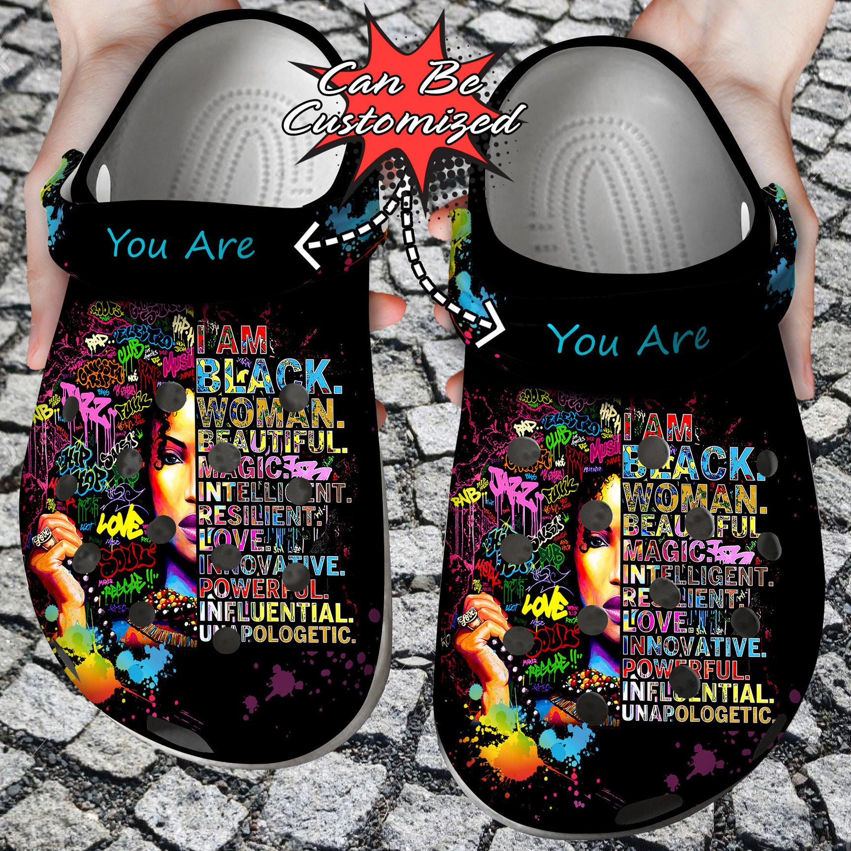 Black Girl Colorful clog Crocs Shoes Custom