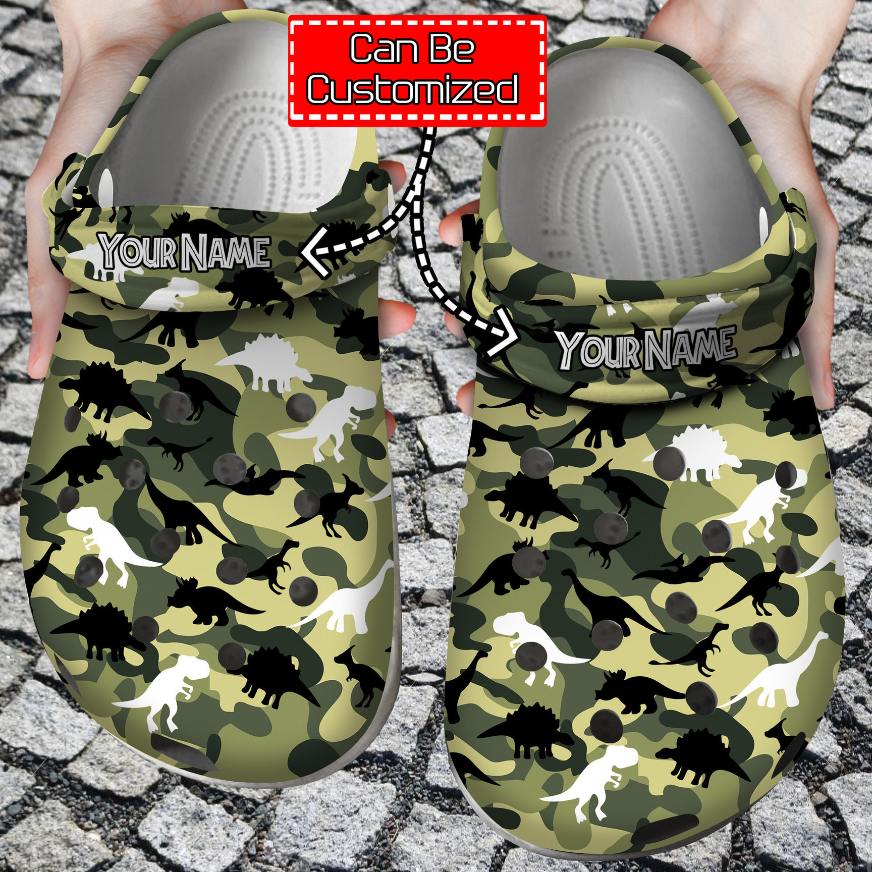 Camo Dinosaurs Patterns clog Crocs Shoes Colorful