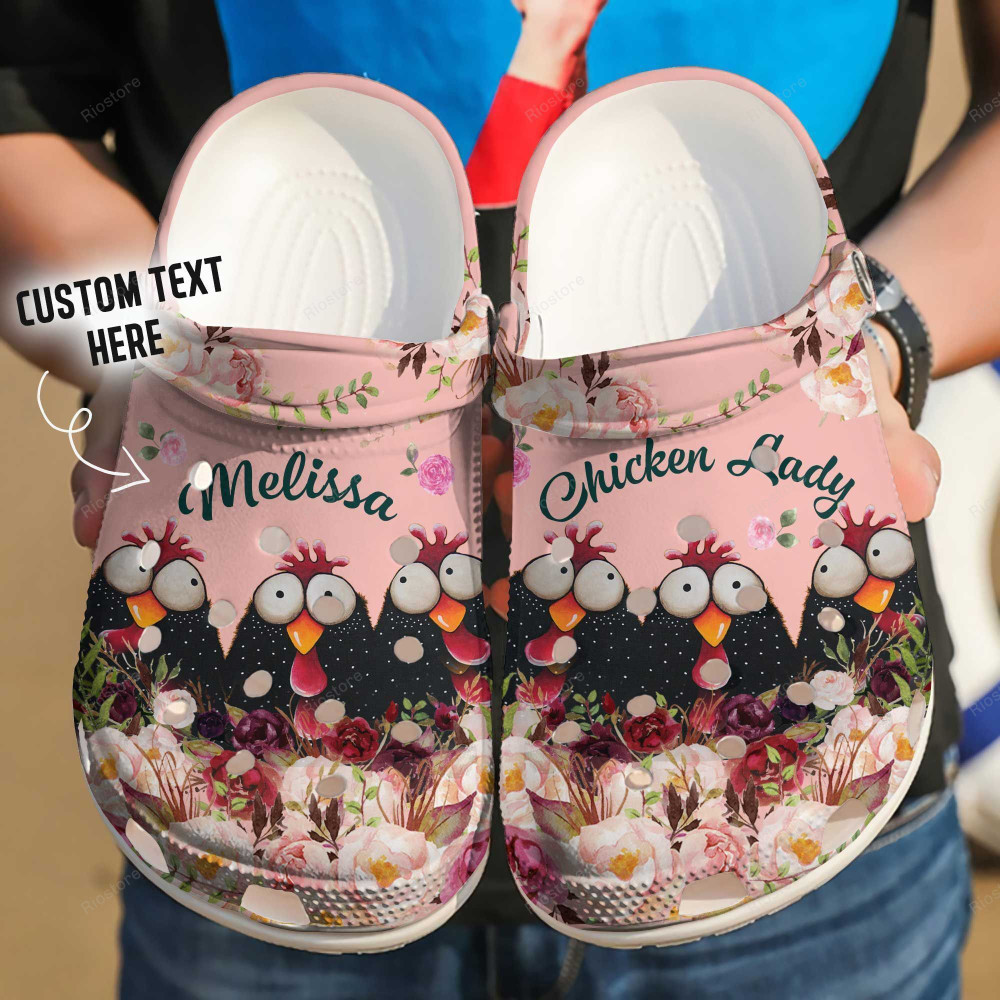 Custom Name Chicken Lady Black Chcikens Gift For Lover Rubber clog Crocs Shoes