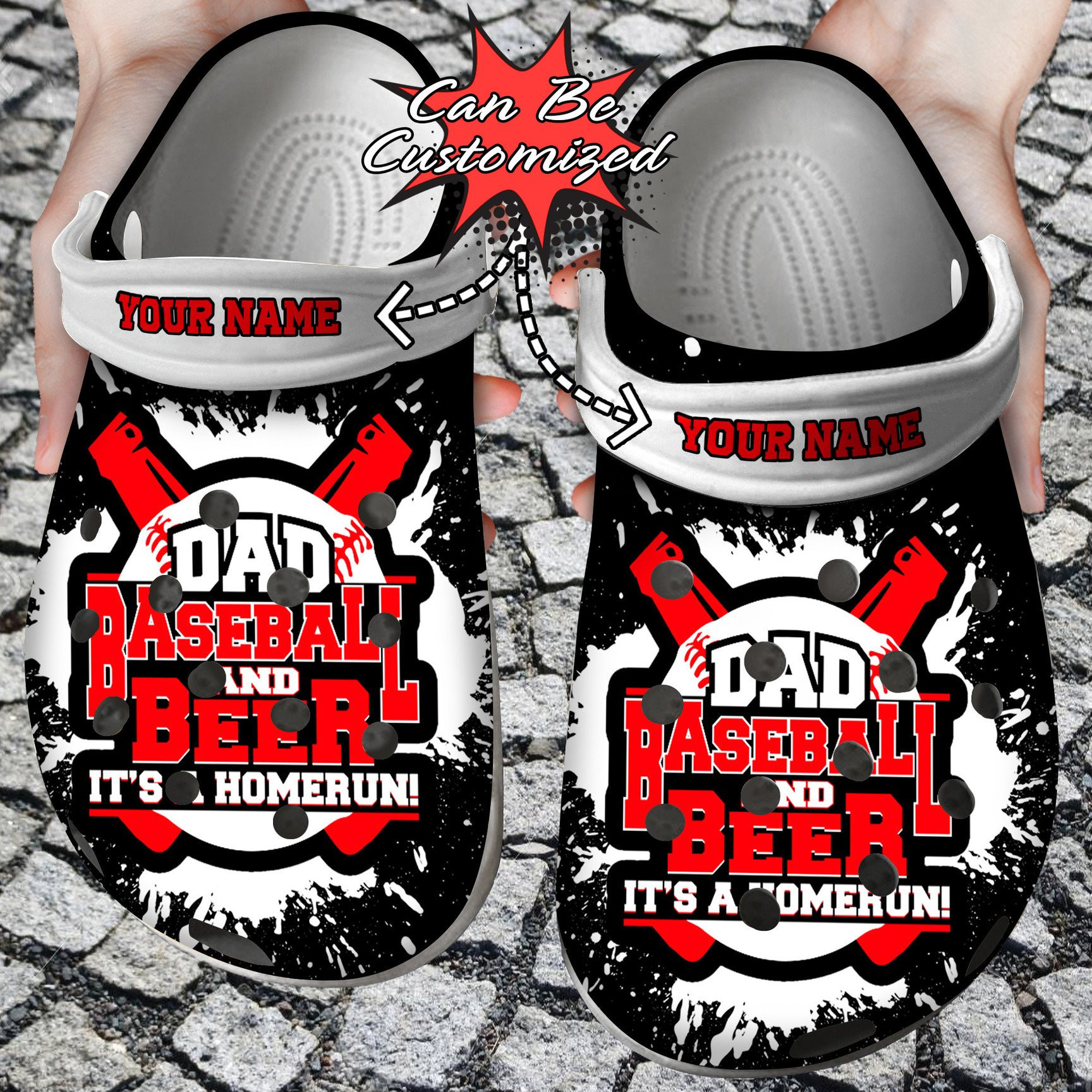 Dad Baseball And Beer Its A Homerun clog Crocs Shoes Fathers Custom