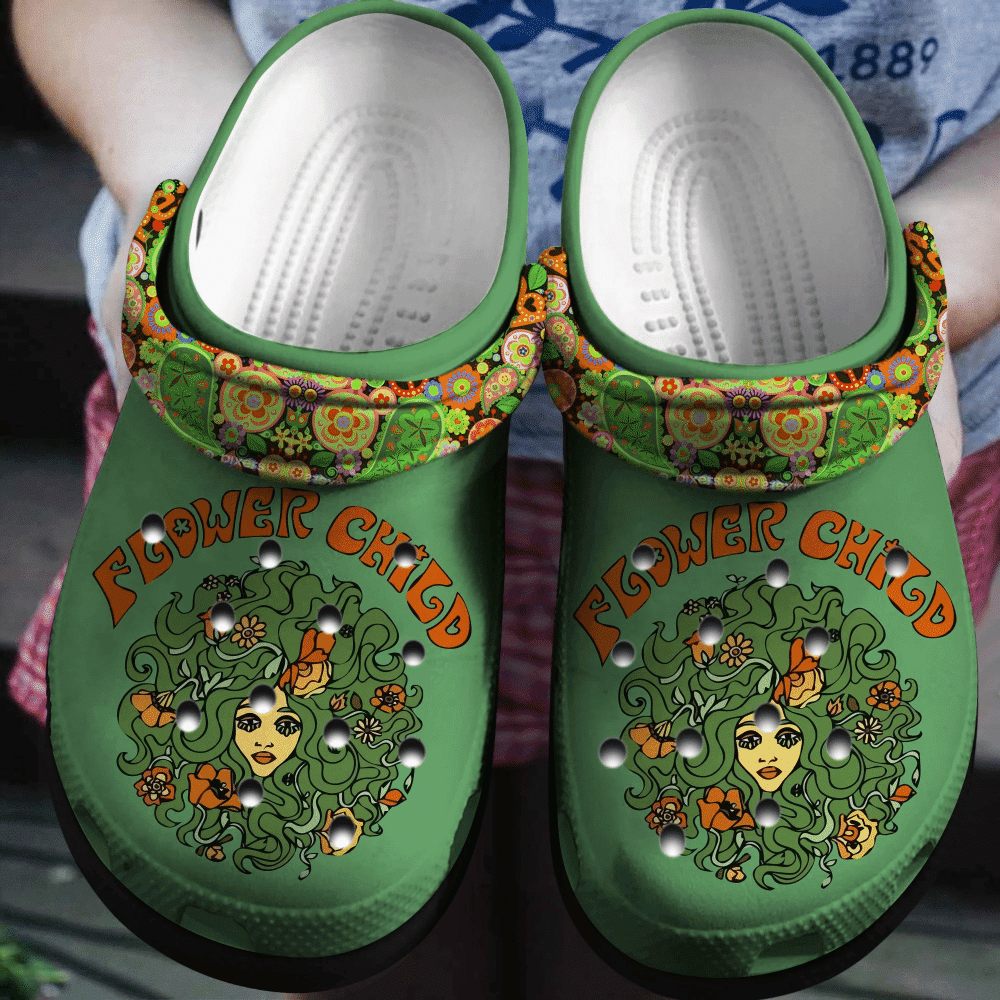 Flower Child Girl Art 5 Gift For Lover Rubber clog Crocs Shoes