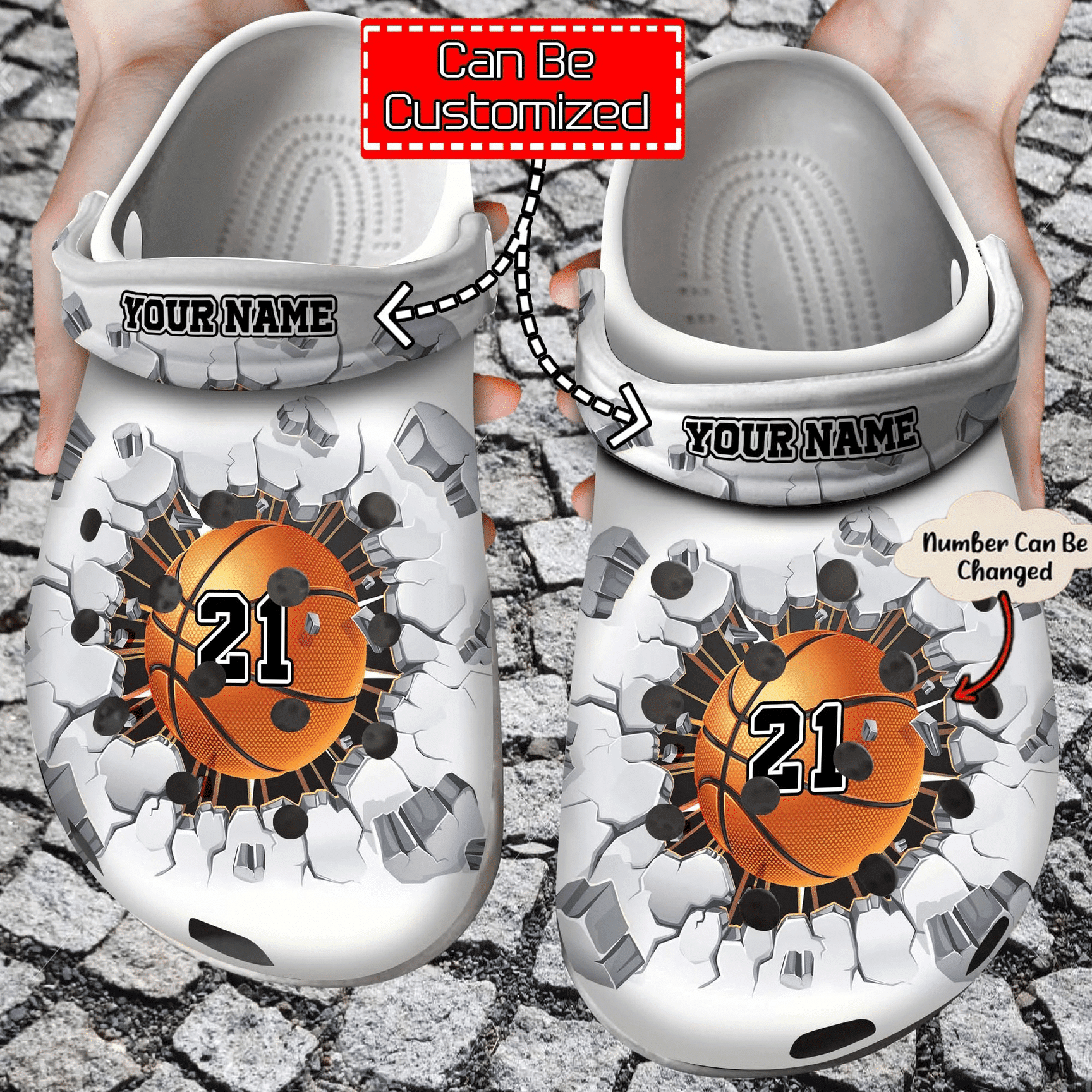 Basketball Crack Custom Name Number clog Crocs Shoes Basketball