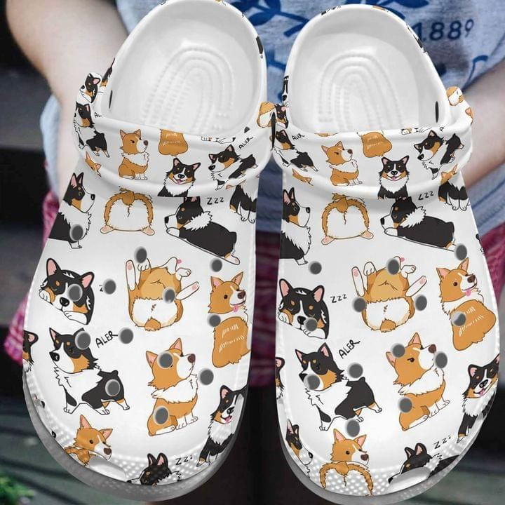 Corgi Dog Cute Gift For Lover Rubber clog Crocs Shoes