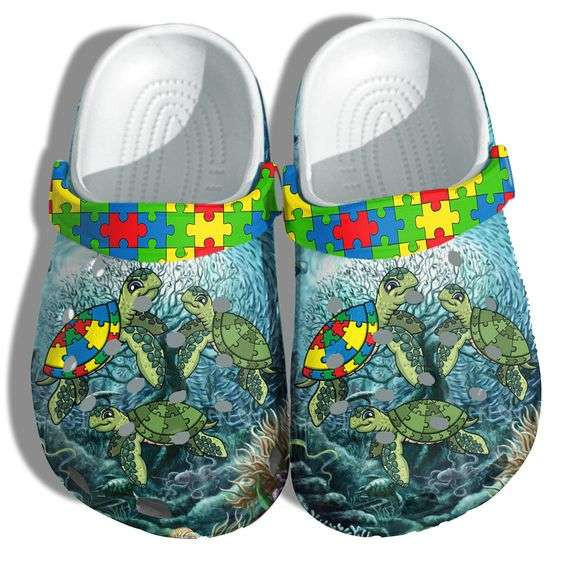 Autism Awareness Day Family Turtle Autism Puzzle Pieces Crocband Clog Crocs Shoes