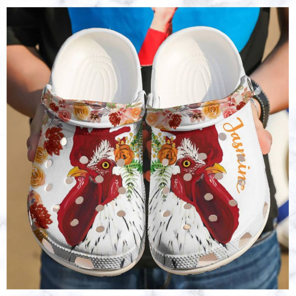 Chicken Personalized Floral Gift For Lover Rubber clog Crocs Shoes