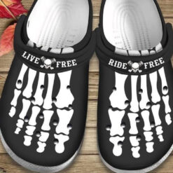 Live Free Ride Free Motorcycling Skeleton Men Crocs Shoes Cute Crocs Shoes Rubber clog Crocs Shoes