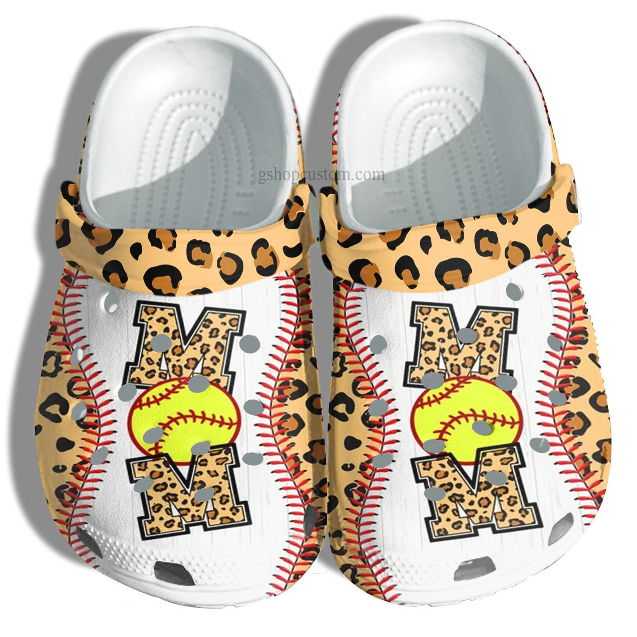 Baseball Mom Leopard Croc Crocs Clog Shoes Gift Mommy- Baseball Line Crocs Clog Shoes Gift Mother Day